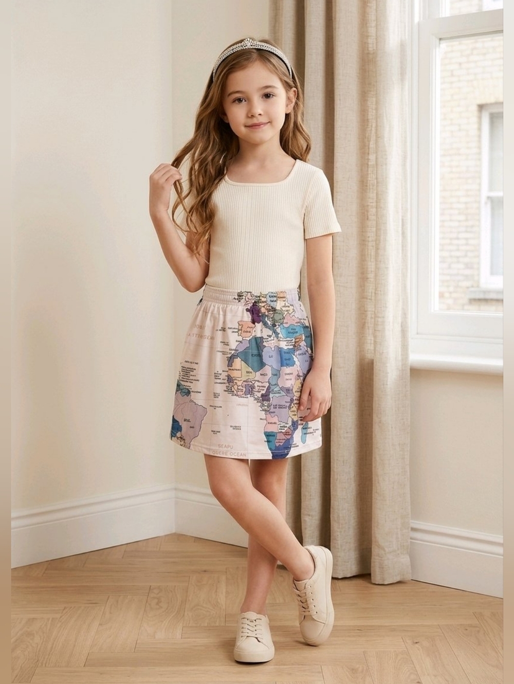URBAN SMALLS Map Print Girl's Skater Skirt